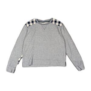 Orvis Womens Small Gray Plaid Patch Sweatshirt Casual Pullover Cozy Preppy